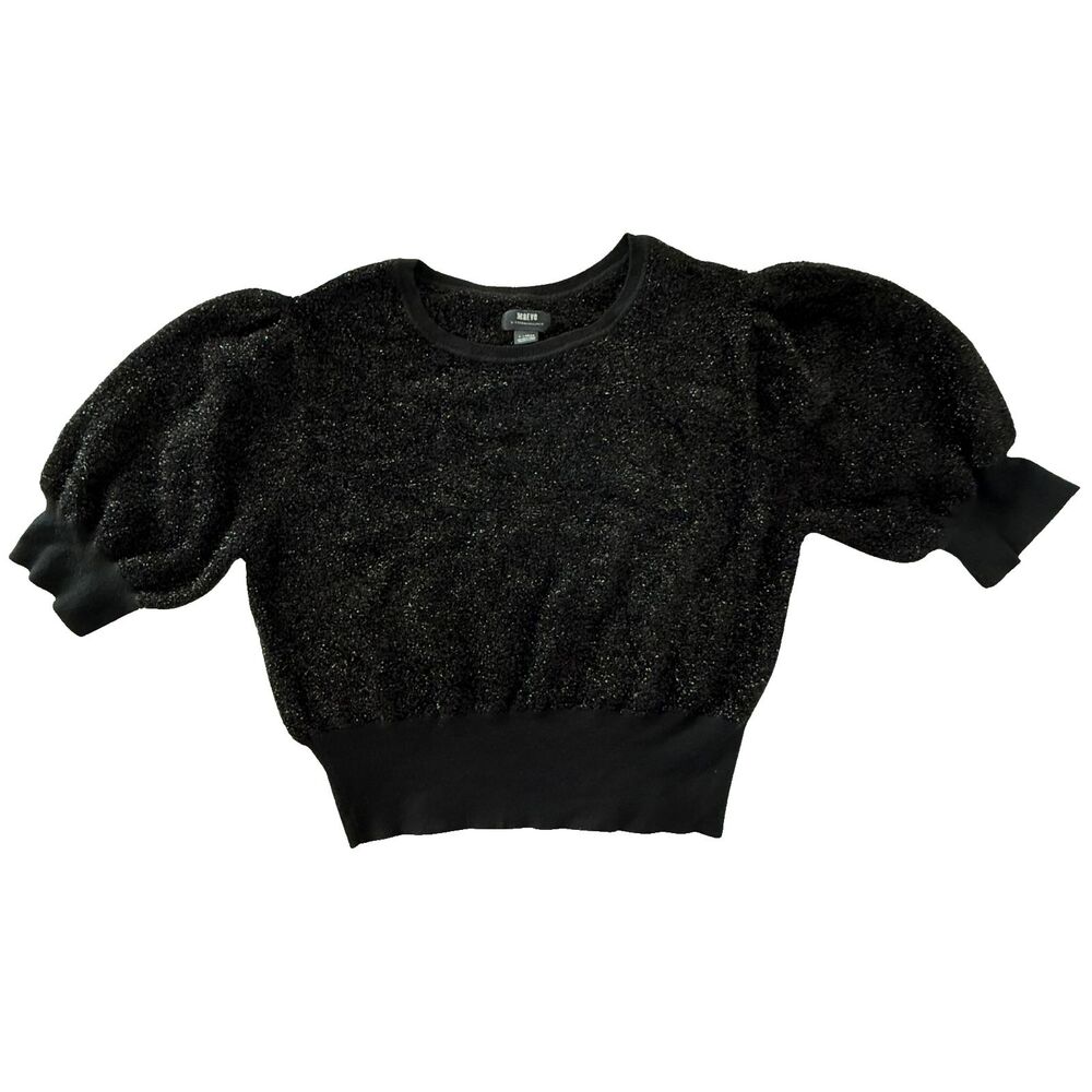 Maeve by Anthropologie Pamela Black Shimmer Eyelash Knit Sweater XL Pullover